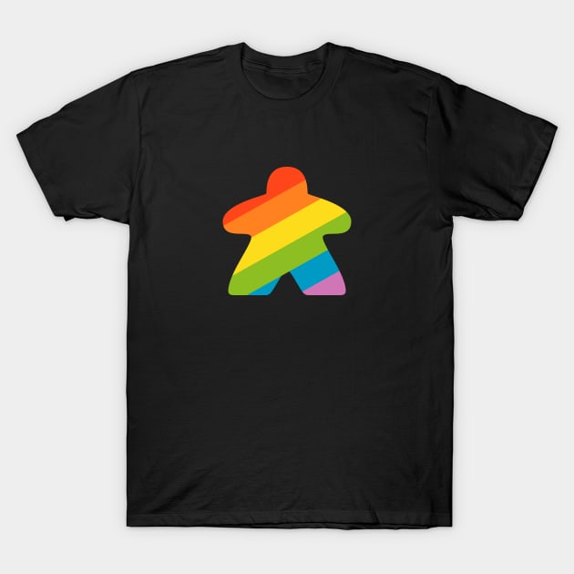 Rainbow Meeple Board Games Addict T-Shirt by pixeptional